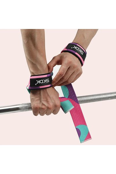 Choice Flower Blue Weightlifting Wrist Straps Strength Training Adjustable Non-slip Gym Fitness Lifting Str