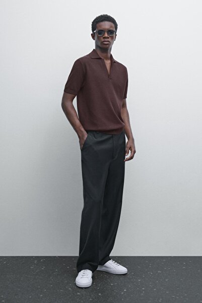 Massimo Dutti Triko V yaka polo t-shirt