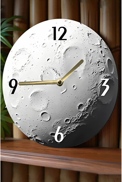 kutuTR 🪐   Time's Sparkle – Moon Surface Themed Mdf Wall Clock (33 cm) Sdw326