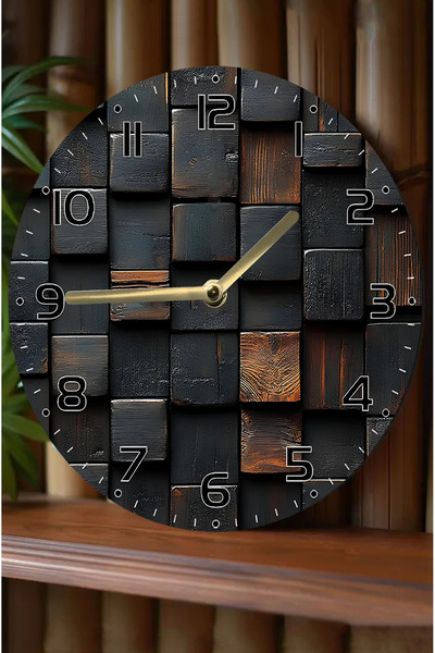kutuTR ساعة حائط خشبية مستديرة صامتة، حركة كوارتز، مظهر ثلاثي الأبعاد، ساعة ث...