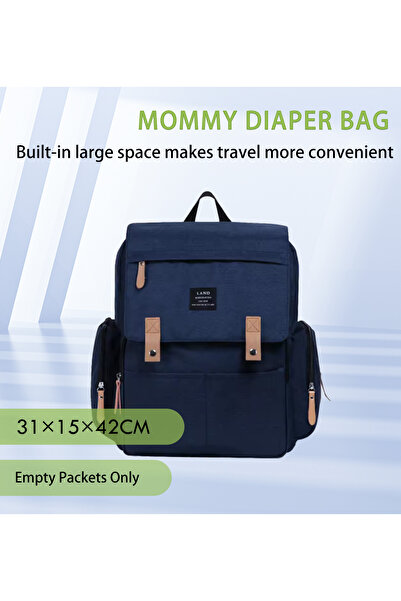 Choice حقائب حفاضات للأمهات من LAND باللون الأزرق الداكن، حقائب ظهر كبيرة الحجم للسفر مع تغيير الحفاضات