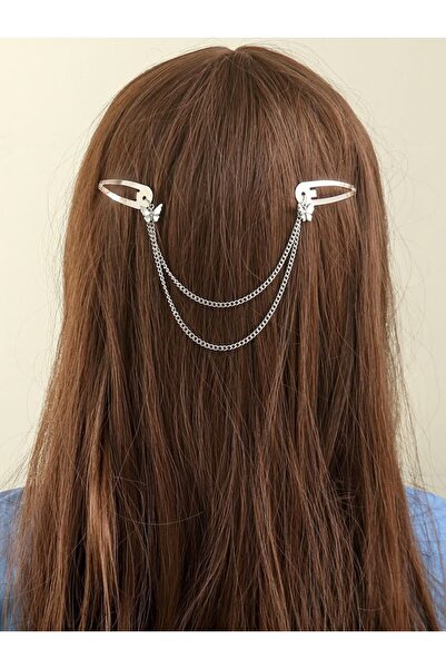 Shiklik MODA قطعتان من إكسسوارات الشعر النسائية ذات اللون الفضي على شكل فراشة