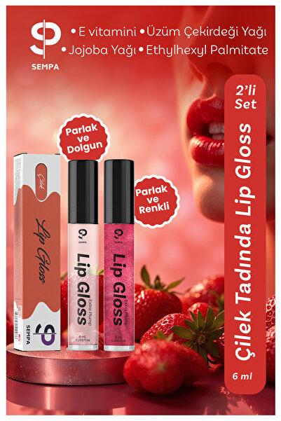 SP SEMPA 2'li Lip Gloss Set-çilekli Dolgunlaştırıcı Renkli Parlatıcı - Canlı Işıltılı Ve Dolgun Dudaklar