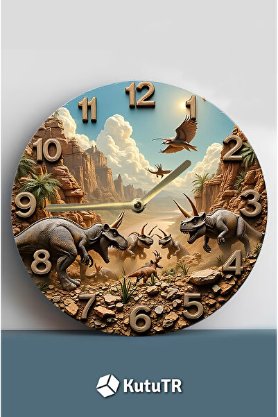 kutuTR Silent Round Wooden Wall Clock, Quartz Movement 3D Look 2D Clock Sdw107