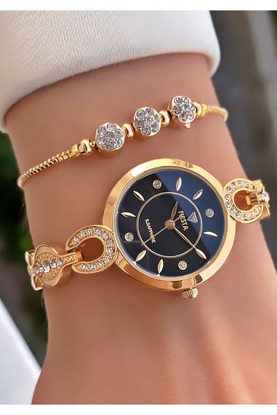 Fiesta Gold Yellow Steel Cord Small Case Women's Wristwatch - Bracelet