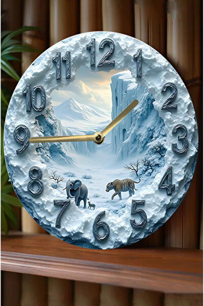 kutuTR ساعة حائط خشبية مستديرة صامتة، حركة كوارتز، مظهر ثلاثي الأبعاد، ساعة ثنائية الأبعاد Sdw094