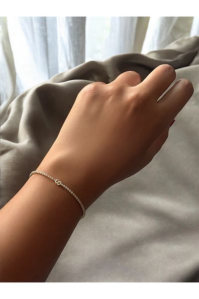 DGK COLLECTİON Trendy Letter S Bracelet with Hypoallergenic Row Stones
