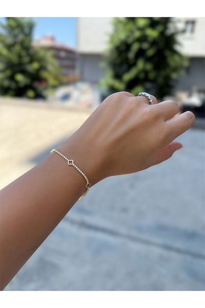 DGK COLLECTİON Very Elegant Bracelet with 3 Clover and Row Stones