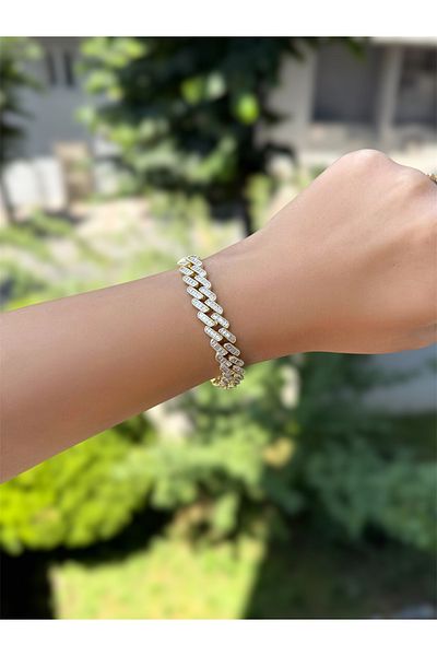 DGK COLLECTİON Full Stone Chain Detail Zircon Stone, Very Elegant Rich Bracelet