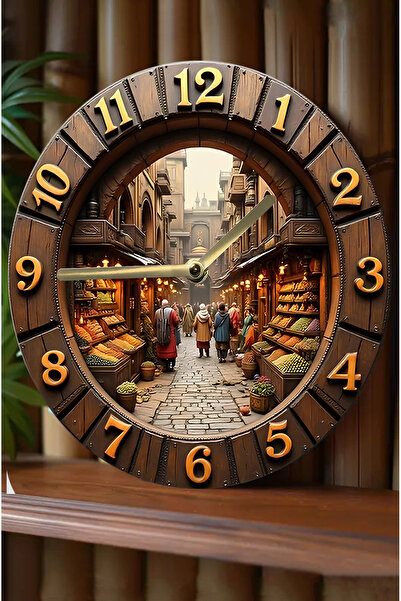 kutuTR Silent Round Wooden Wall Clock, Quartz Movement 3D Look 2D Clock Sdw090