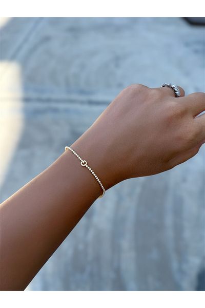 DGK COLLECTİON Very Elegant Bracelet with Letter g Detail and Row of Stones