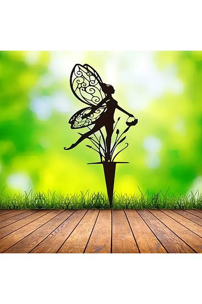 Choice Ty3148-02 Enchanted Fairy Garden Stake - Metal Flower Fairy Lawn Ornament, Decorative Outdoor Yard A