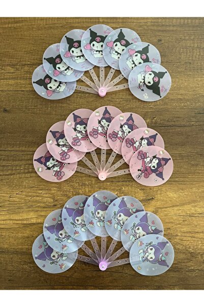 BATU GİYİM 1 Adet Pembe Kız Çocuk Yelpazesi Kuromi Sanrio Çocuk Yelpaze