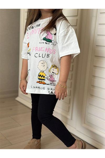 Motebarn Wear طقم بناتي طويل مطبوع عليه حيوانات باللون الأبيض