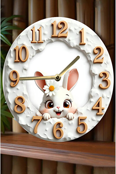 kutuTR Silent Round Wooden Wall Clock, Quartz Movement 3D Look 2D Clock Sdw117