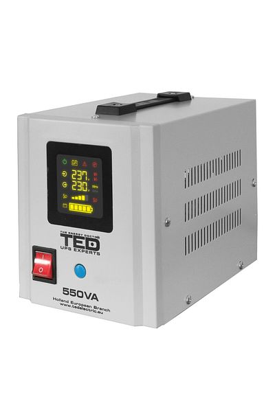 TED Electric UPS Centrala 300W, Sinus Pur cu LCD si 2x Schuko, Utilizeaza 1 Acumulator (neinclus), TED Electric