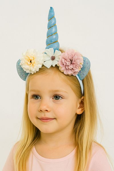 Motebarn Wear fată Copil Unicorn Coroană florală Albastru