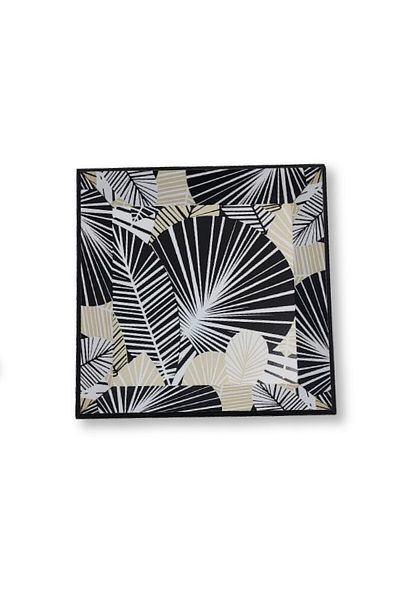 Generic Elegant Wooden Serving Platter With Digital Engraving Of Leaves And Flowers (25X25X5 CM)