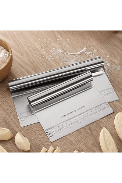 Telsan Stainless Steel Professional Dough Cutter Spatula Dough Cutting Chopping Bench Scraping Apparatus 15cm