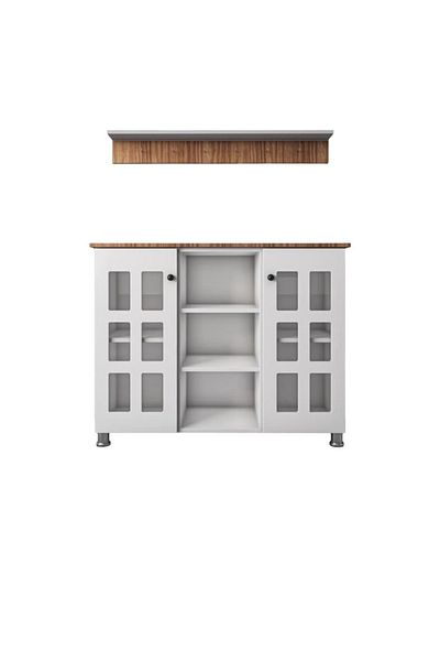 Luxury Home Classic Coffee Corner In White With Brown Shelf For Multipurpose Use