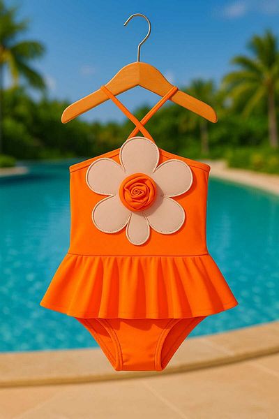 My Kids Wear Daisy Detailed Girl's Swimsuit
