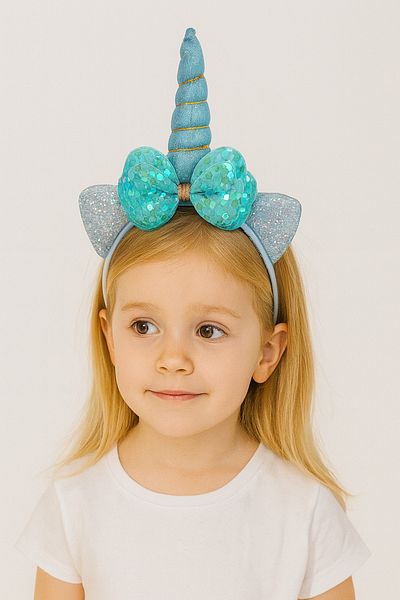 Motebarn Wear Fată Copil Unicorn Panglică Coroană Albastru