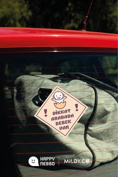 Happynesso Autocolant „Atenție, există un copil în mașină” – Etichetă de avertizare imprimată cu folie de 10x10 cm