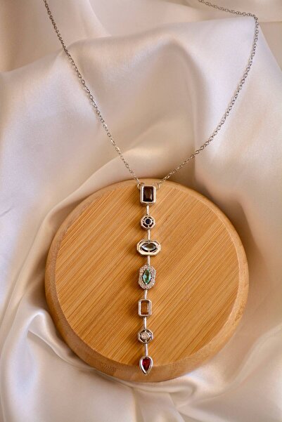 Viona Bijou قلادة على شكل حرف Y من الفولاذ المقاوم للصدأ باللون الفضي 316l