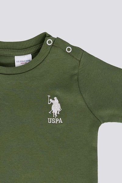 U.S. Polo Assn. Baby Boy Long Sleeve 2 Piece Set - Khaki
