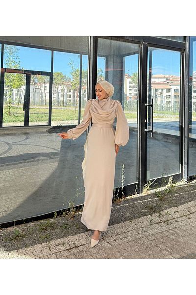 modasusev Satin Dagaje Evening Dress