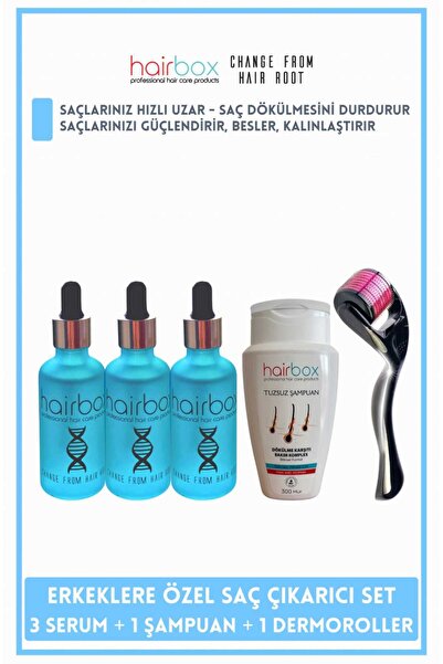hairbox professional hair care products Erkek Saç Serumu, Saç Serumu , Saç Gürleştirici( 3adet Serum Dermaroller )