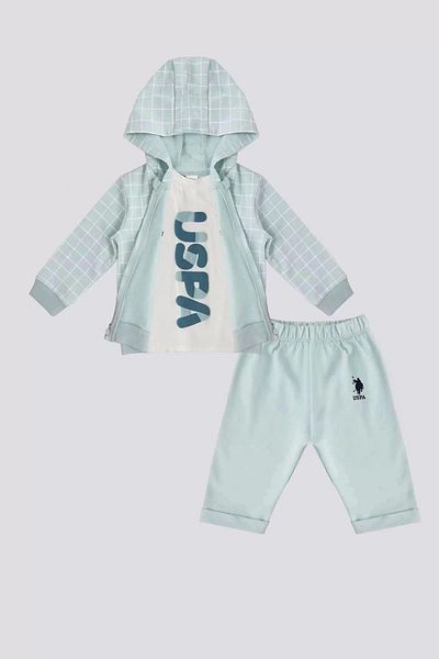 U.S. Polo Assn. طقم بدلة رياضية للأطفال الرضع باللون الأخضر المرخص من U.S. Polo Assn