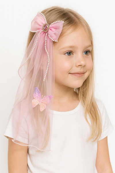 Motebarn Wear Дівчача довга пачка з стрічками та затискачем, рожева