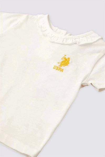 U.S. Polo Assn. Set de tricou cu mânecă scurtă pentru fetiță, 2 piese, crem/galben USB1980