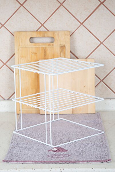 MultiStore Λευκό ντουλάπι 3 επιπέδων - Οργανωτής ραφιών, Σχέδιο κουζίνας και πιατάκι