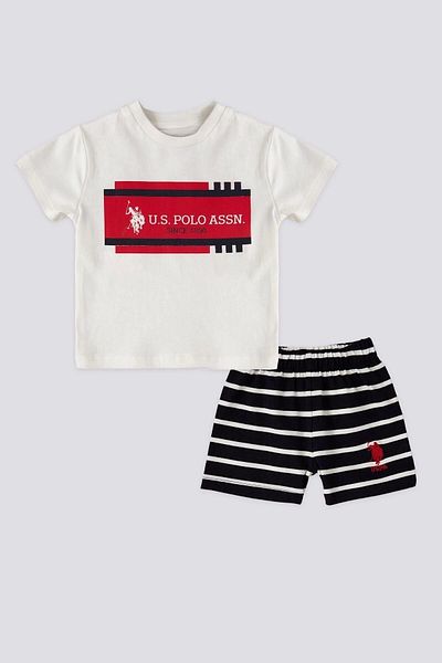 U.S. Polo Assn. US Polo Assn Licensed Written Cream Baby Boy Set
