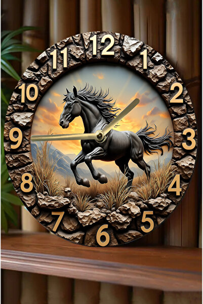 kutuTR Sessiz Yuvarlak Ahşap Duvar Saati, Kuvars Hareketli 3d Görünümlü 2d Saat Sdw Serisi