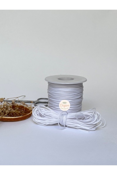 Düğüm Hobi Atölyesi 1 mm Beyaz Paracord Paraşüt İpi 1 Metre Bileklik Tespih Kolye Makrome Halhal Takı Tasarım İpi