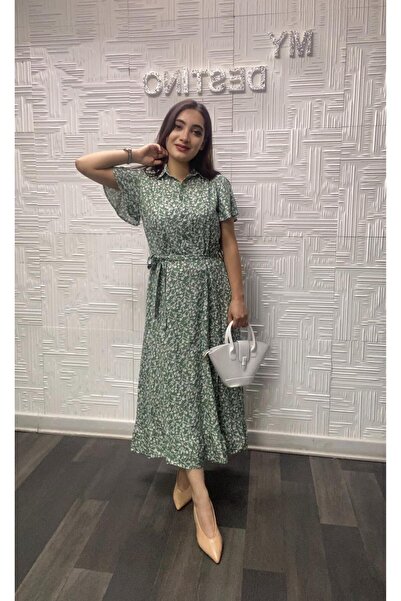 My Destino فستان فيسكوز بأكمام قصيرة وطبعة زهور