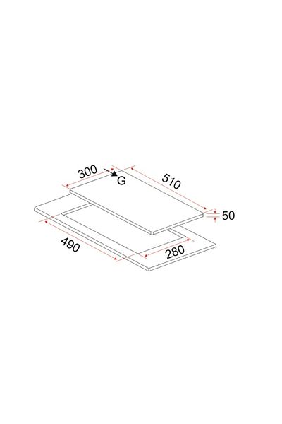 GL GENERAL 2 Burner 51x30cm Built in gas Cooker, Heavy Duty Stand, Auto Burn, Total Safety, Easy to Clean