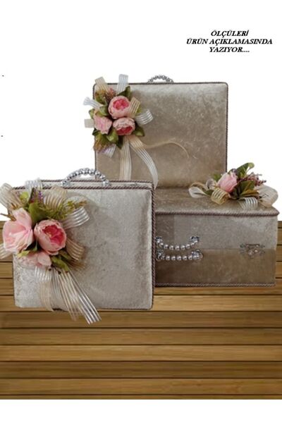Sonem Çeyiz Çeyiz Sandığı Gelin Damat Bavul Çanta Sandık Hurç 3lü 0566
