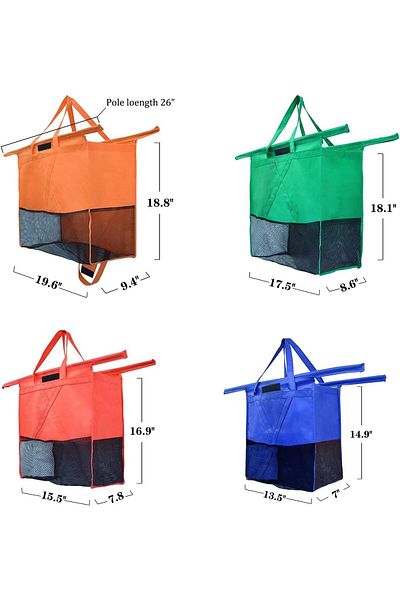 MARKQ Reusable Grocery Shopping Bags With Cooler Bag, Set Of 4, Foldable Trolley Bags For Shopping C