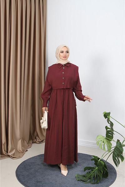 NİSUM MODA Shirted Modal Dress
