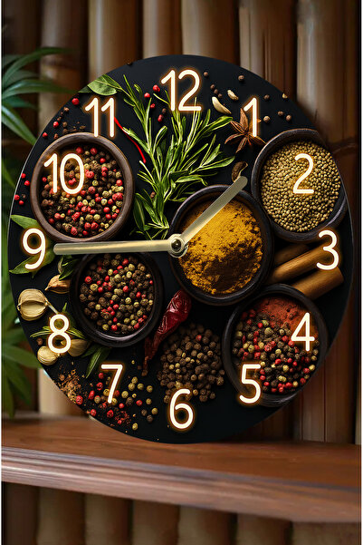 kutuTR Baharat Figürlü Dekoratif MDF Duvar Saati – 3D Görünümlü Sessiz Mekanizma sdw2016