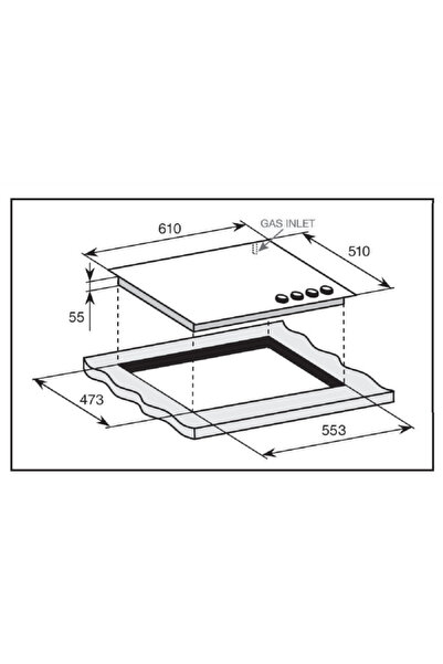 GL GENERAL 4 Burner 60x50cm Gas Built in Cooker, Heavy Duty Stand, Auto Fire, Total Safety
