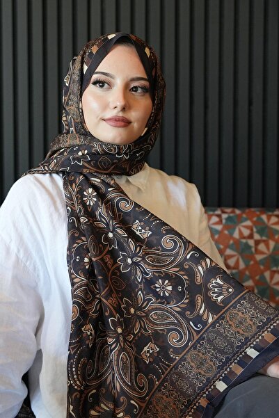 AFVENTE Ethnic Pattern Bitter Brown Soft Cotton Shawl