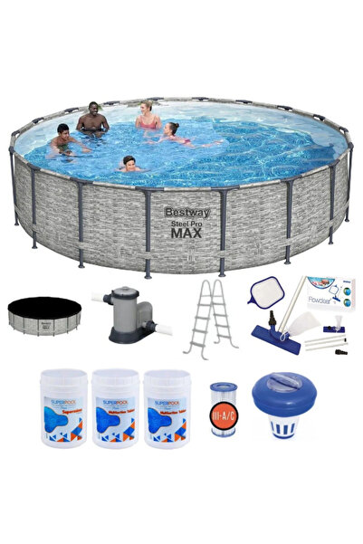 BESTWAY 5618Y Steel Pro MAX Prefabrik Havuz 549x122cm Delux Full Set Klor+PH+...