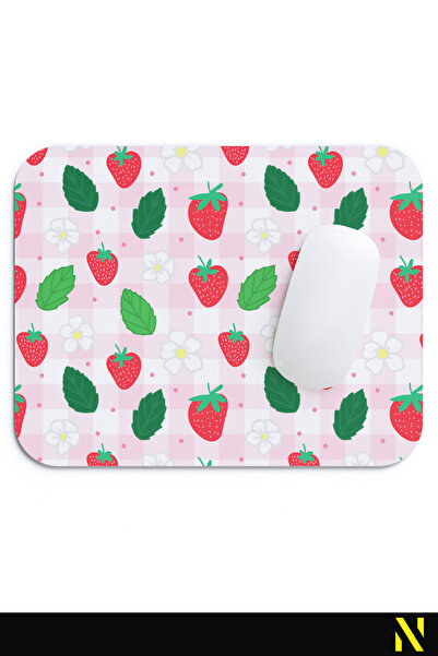 nilizma Strawberry Pattern Mouse Pad - 23X19 cm Ergonomic Mouse Pad for Home and Office Use with Non-Slip Base