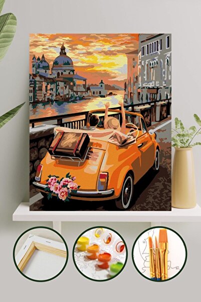 Palmiye Hobi Sanat Kırtasiye Sayılarla Boyama 40x50 Cm Tuval Seti Fırça Boya Dahil Çıtaya Gerili - Tatil