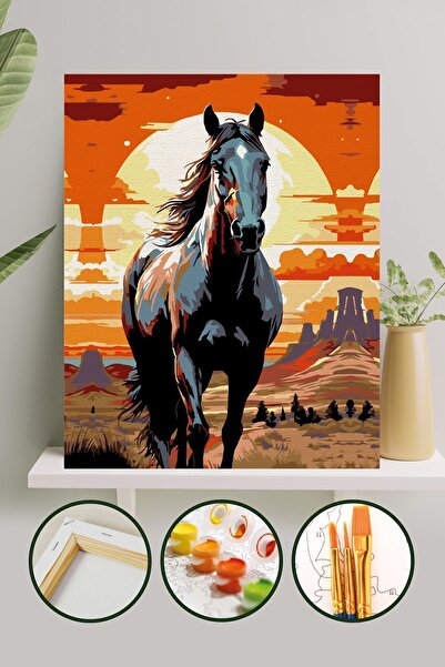 Palmiye Hobi Sanat Kırtasiye Sayılarla Boyama 40x50 Cm Tuval Seti Fırça Boya ...